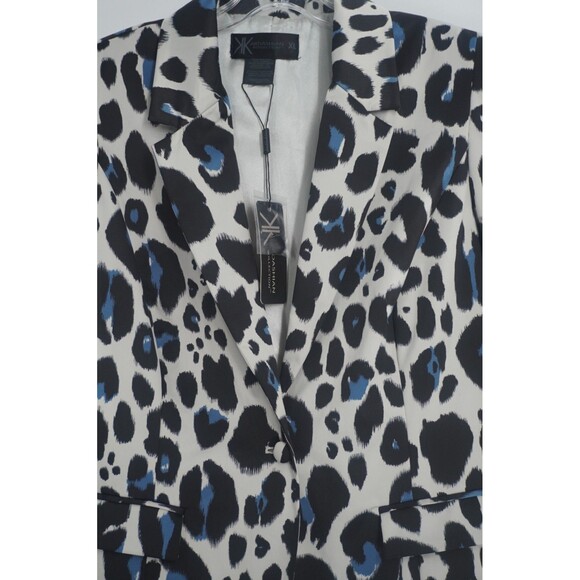 Kardashian Kollection Leopard Print Blue Black White Tailored Blazer Size XL NWT - Picture 4 of 12